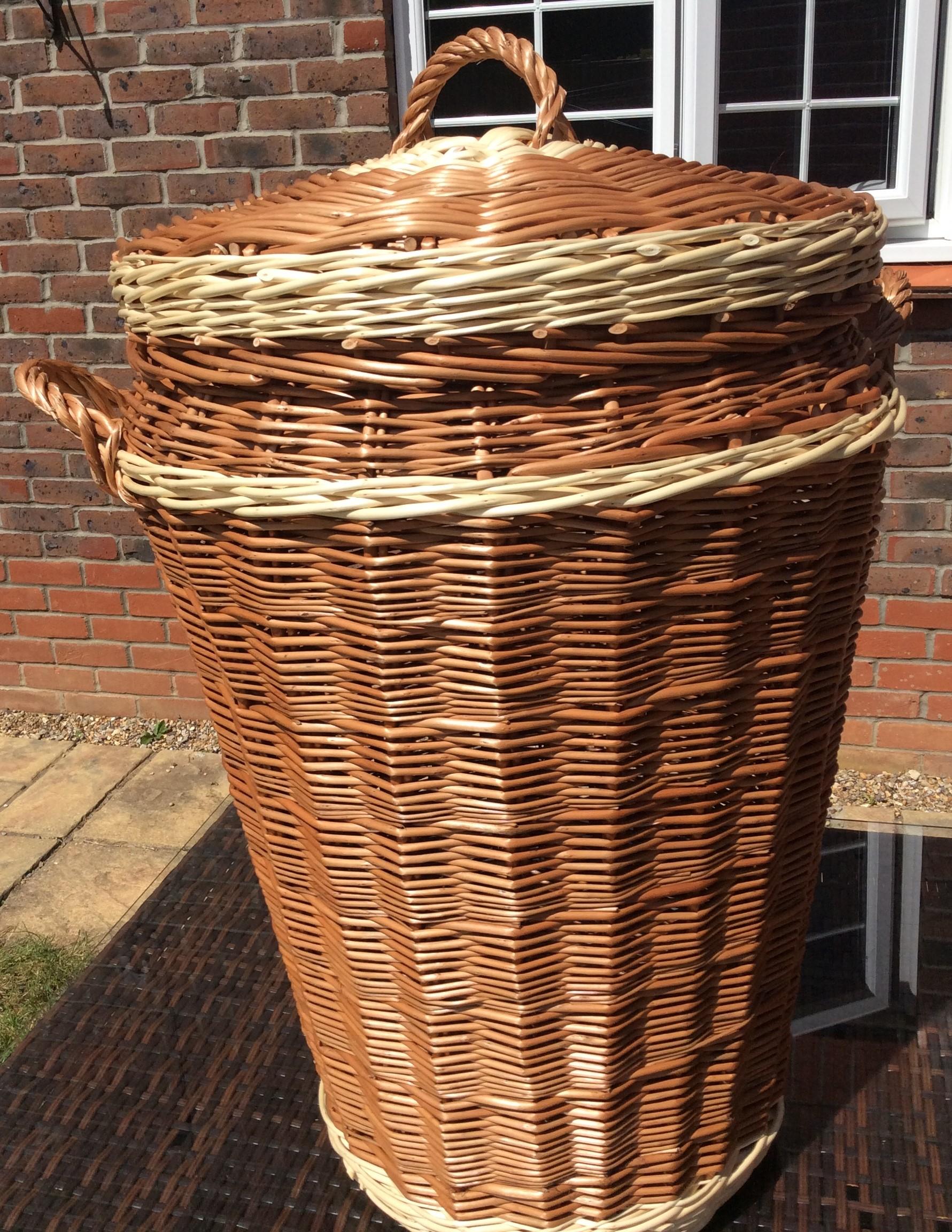 Large Traditional English Ali Baba Linen Basket
